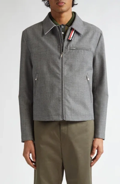 Thom Browne Fit 2 Wool Hopsack Golf Jacket In Medium Grey