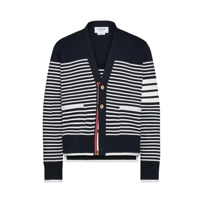 Pre-owned Thom Browne Fit V Neck Cardigan 'navy/white' | Blue | Men's Size 2