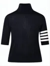 Thom Browne Fitted Black Turtleneck Sweater With Bold Stripe Detail In Black