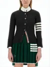 Thom Browne Fitted Cashmere Cardigan With Contrasting Stripes In Black