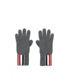 Thom Browne Grey Rib Cashmere Four Bar Gloves In Gray
