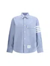 Thom Browne Flannel 4-bar Shirt In Blue