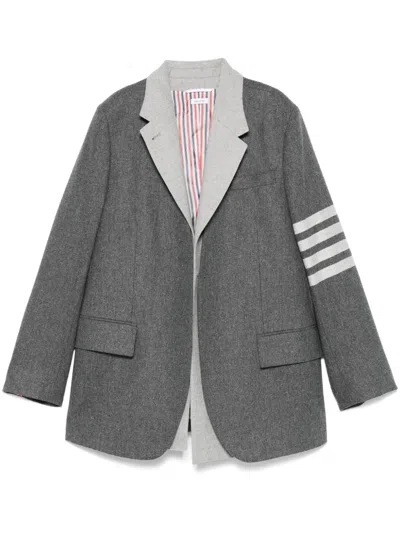 Thom Browne Flannel Blazer Set In Gray