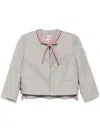 Thom Browne Bow Neck Wool Jacket In Grey