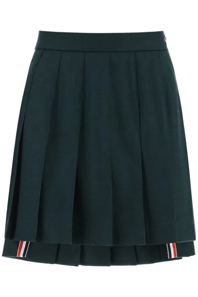 Thom Browne Flannel Mini Pleated Skirt In Green
