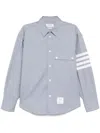 Thom Browne Flannel Shirt Featuring Button-down Collar In Gray