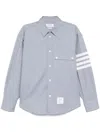 Thom Browne Flannel Shirt Featuring Button-down Collar In Blue