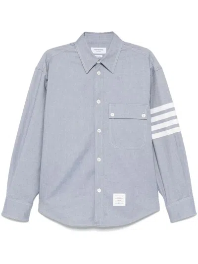 THOM BROWNE THOM BROWNE FLANNEL SHIRT WITH FOUR-STRIPE DETAIL