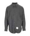 Thom Browne Flannel Tonal 4-bar Shirt Jacket In Black