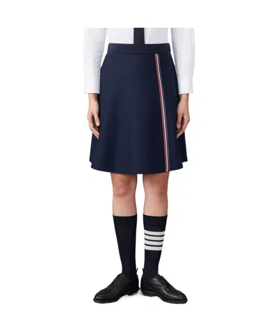 Thom Browne Flared Knitted Skirt In Black