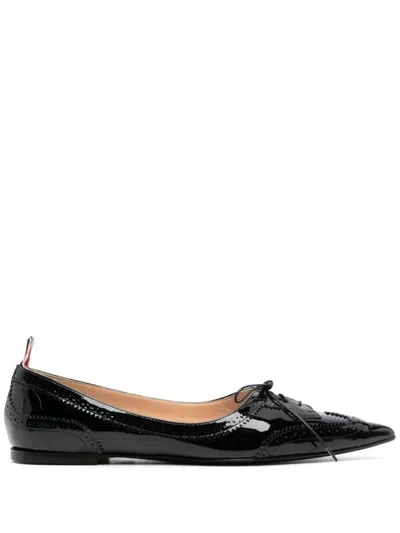 Thom Browne Pointed-toe Leather Loafers In Black