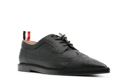 THOM BROWNE FLAT SHOES BLACKS AND GREYS