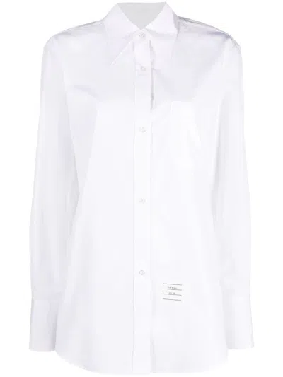 THOM BROWNE EXAGGERATED EASY FIT POINT COLLAR SHIRT IN POPLIN,FLL169A.03113 100 WHITE