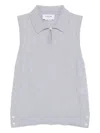 Thom Browne Floated-cable Polo In Gray