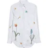 Thom Browne Floral Embroidered Cotton Button-down Shirt In White