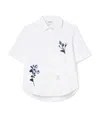 Thom Browne Floral-embroidered Piqué Shirt In White