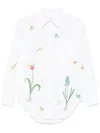 Thom Browne Floral Embroidered Cotton Button-down Shirt In White
