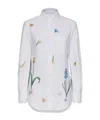 Thom Browne Floral Embroidered Cotton Button-down Shirt In White