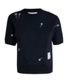 Thom Browne Floral Embroidery T-shirt In Black