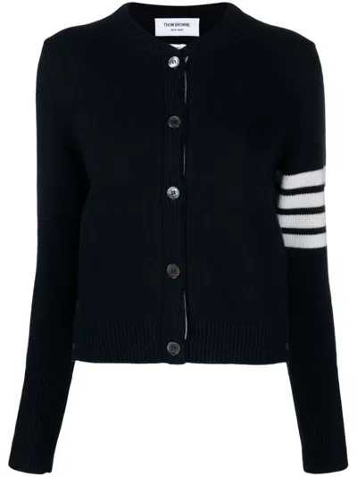 Thom Browne Floral-intarsia Cotton Jumper In Navy