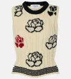 THOM BROWNE FLORAL INTARSIA WOOL AND MOHAIR VEST