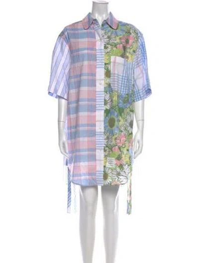 Pre-owned Thom Browne Floral Mini Dress W/ Tags In Blue