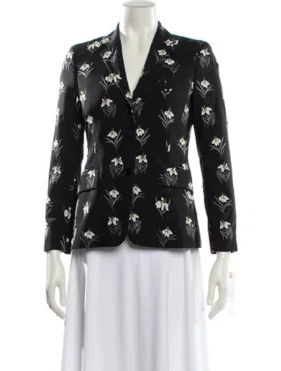 Pre-owned Thom Browne Floral Motif Wool Blazer In Black