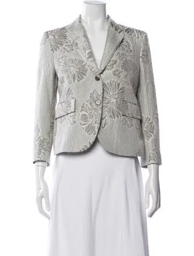 Pre-owned Thom Browne Floral Print Blazer In Grey