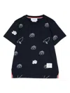 Thom Browne Floral-print Cotton T-shirt In Blue