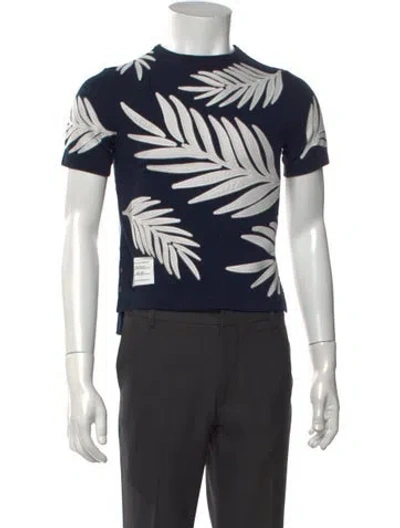 Pre-owned Thom Browne Floral Print Crew Neck T-shirt In Blue