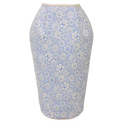 Pre-owned Thom Browne Floral Print Mini Lantern Skirt In Light Blue Cotton In Multi