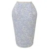 Thom Browne Floral Print Mini Lantern Skirt In Light Blue Cotton In Multi