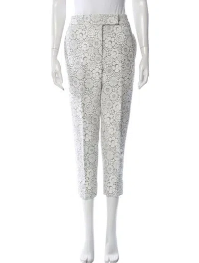 Pre-owned Thom Browne Floral Print Straight Leg Pants In White