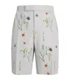Thom Browne Floral-print Straight-leg Shorts In Grey