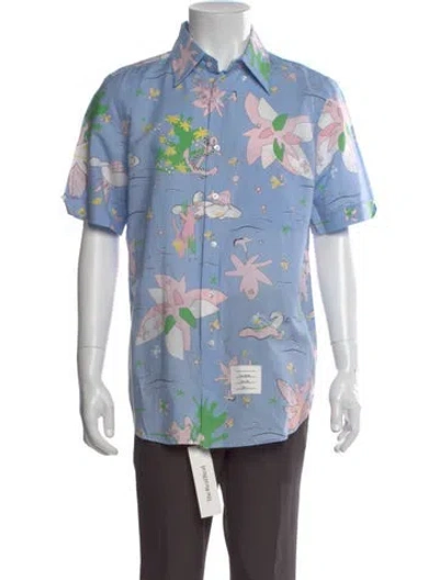 Pre-owned Thom Browne Floral Printed Shirt In Blue
