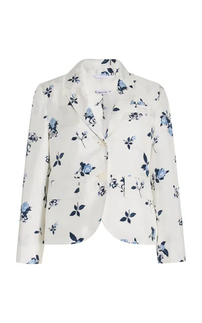 Thom Browne Floral Silk Blazer In White