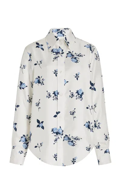 Thom Browne Floral Silk Shirt In White