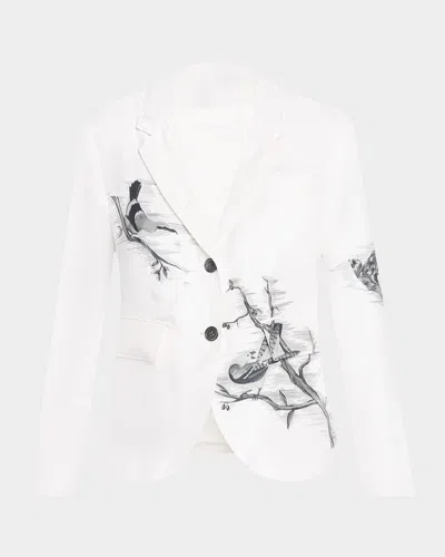 Thom Browne Floral Silk Single-breasted Sport Coat In White