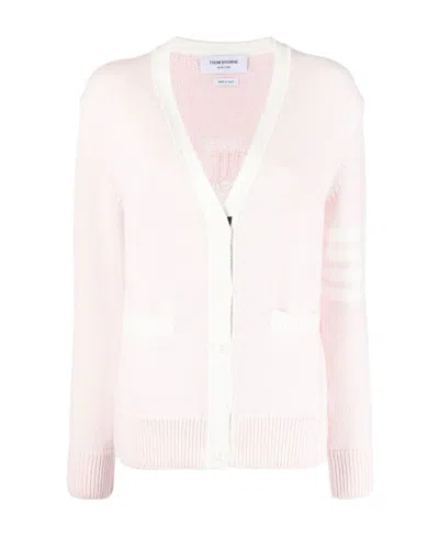 Thom Browne Contrast-border Cotton Cardigan In Pink