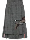 Thom Browne Flying Geese-appliqué Pleated Midi Skirt In Green