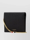 THOM BROWNE FOLDOVER CARDHOLDER PEBBLE LEATHER CHAIN