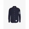 Thom Browne Flannel 4-bar Shirt In Navy