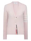 Thom Browne Four-bar Cashmere Cardigan In Pink