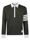 Thom Browne Classic Fit Long Sleeve Rugby In Med Weight Jersey With En In Black