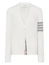 Thom Browne Four-bar Merino-wool Cardigan In White
