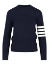 Thom Browne Four-bar Ribbed Sweater In Blue