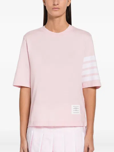 Thom Browne Four-bar Sleeve T-shirt In Pink