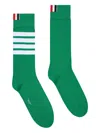 Thom Browne Four-bar Socks In Green