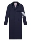 Thom Browne Four-bar Stripe Chesterfield Coat In Blue