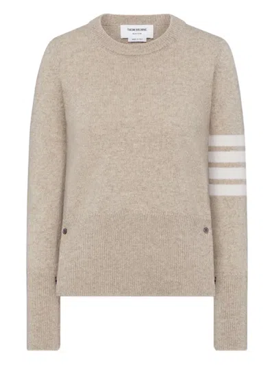 Thom Browne Four-bar-stripe Crew-neck Cardigan In Neutral